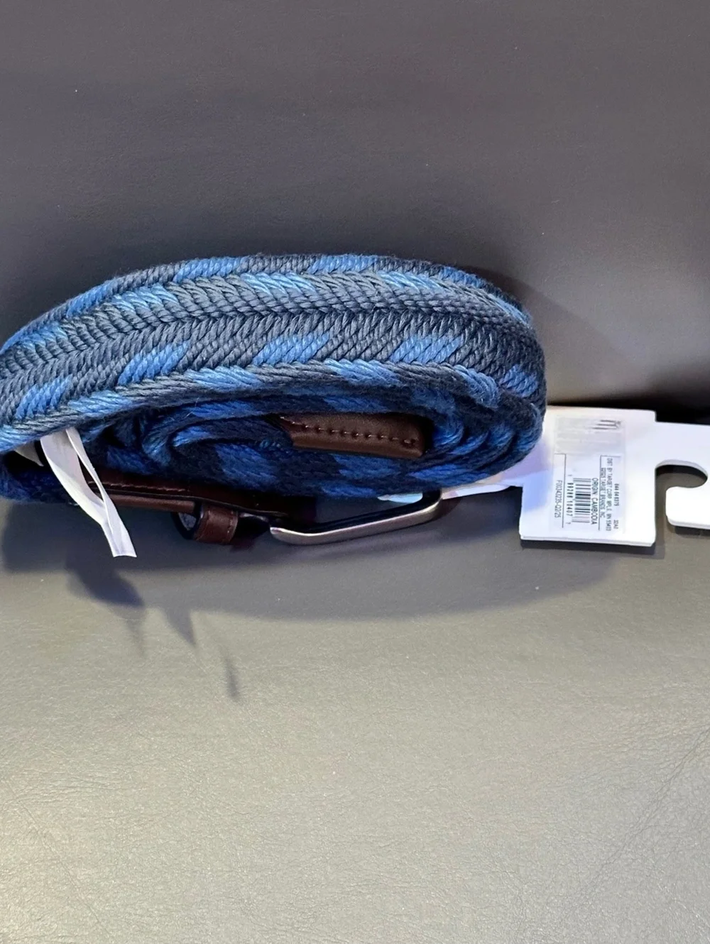 Goodfellow & Co Men's L 36-38 Woven Belt Preppy Casual Blue Brown NWT